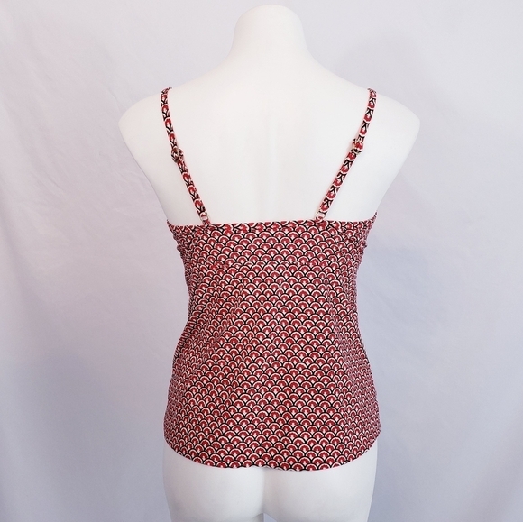 Land's End Geometric Tankini Swimsuit Top Swimwear Red White - Picture 4 of 11